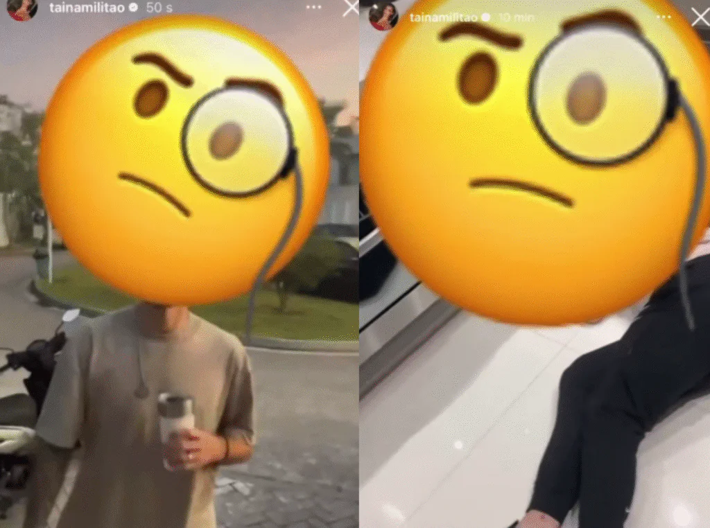 TAINÁ MILITÃO ESCONDE ROSTO DE LÉO PEREIRA COM EMOJI EM VÍDEOS EXPLOSIVOS