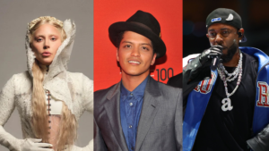 Foto de Lady Gaga, Bruno Mars e Kendrick Lamar