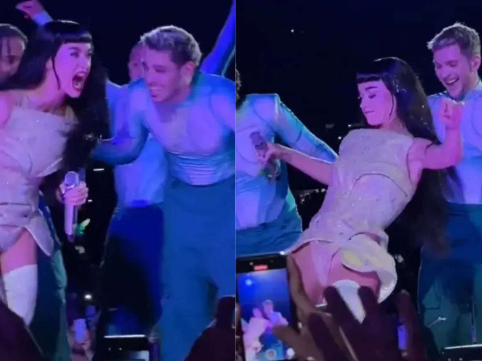 KATY PERRY SURPREENDE PÚBLICO AO CHUTAR LABUBU E QUASE LEVAR TOMBO