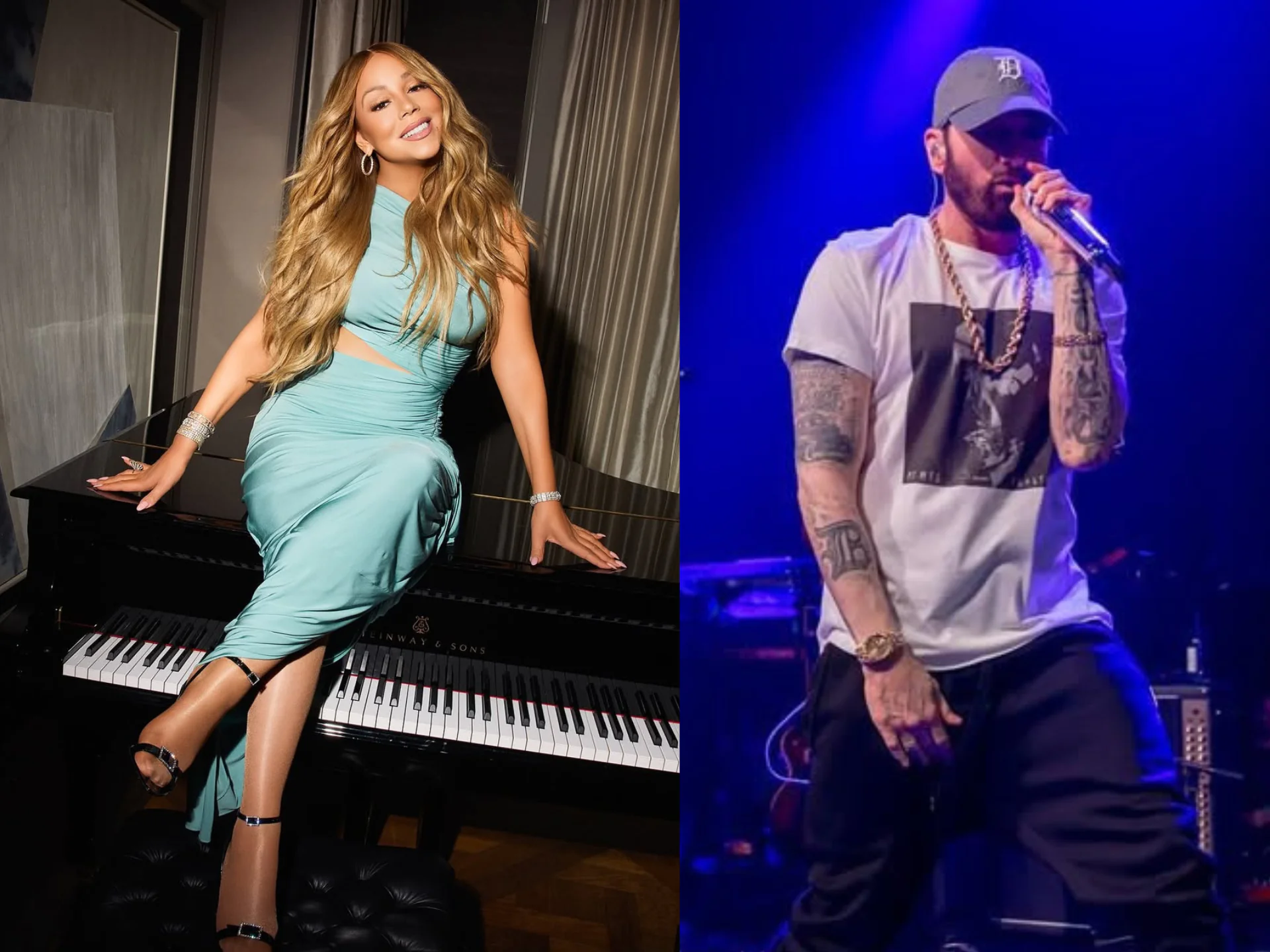Foto de Mariah Carey e de Eminem (Fotos: instagram @mariahcarey @eminem)